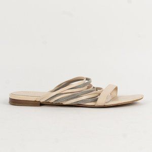 Beige Multi-Strap Slide Sandals - Women